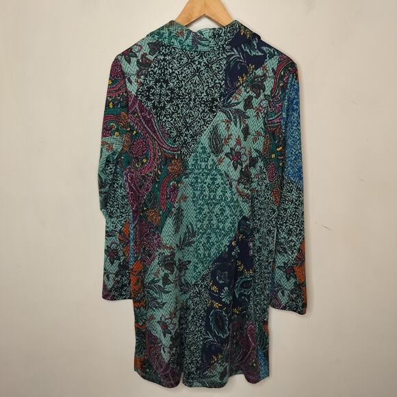 Susan Graver Floral Jacket Bohemian Stretch One Button - Picture 9 of 12